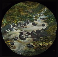 HAND COLOURED Glass Magic Lantern Slide A ROCKY STREAM C1890 PHOTO 