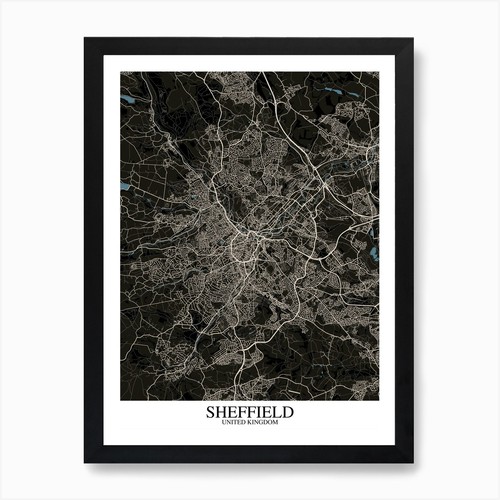 Sheffield black blue map - map, art