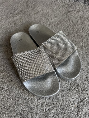 Silver diamanté sliders - silver,