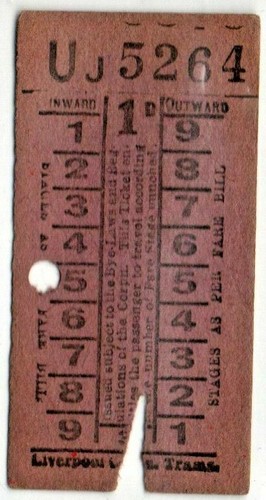 Liverpool corp trams ticket - liverpool, 1d
