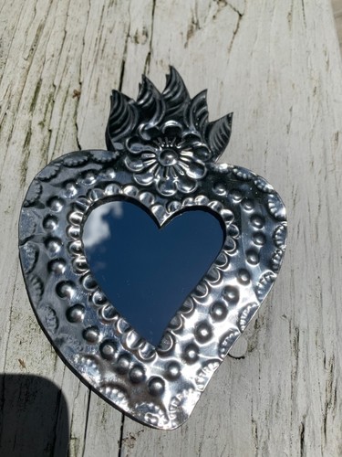 Heart flower mirror milagro - &,
