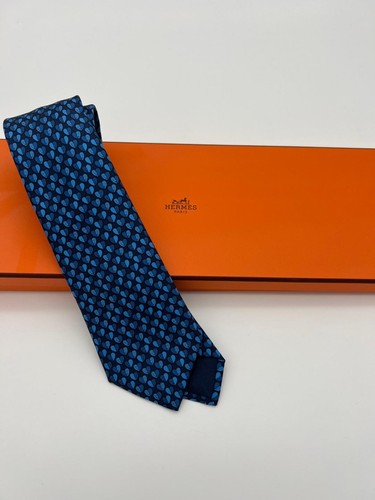 Hermes blue silk tie - , cheval