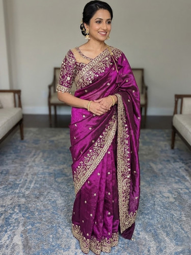 Vichitra silk saree sequence