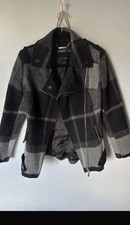 Karen Millen Women's biker jacket size 6 Black/Grey Check Wool new without tags