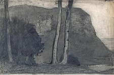 David Waterson - Graphite Drawing - Landscape At Dawn 1909
