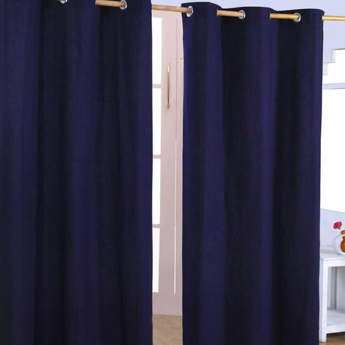 Navy blue eyelet curtains - eyelet, pair