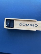 Dominoes Game Set Wooden Box Dominos Family Childrens Travel Board Pub Plastic 