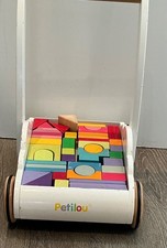 Le Toy Van - Petilou Wooden Educational Rainbow Cloud Walker Trolly Push Along