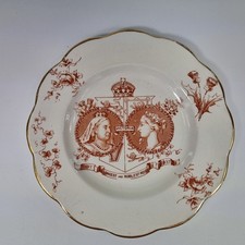 Antique Allertons Queen Victoria Diamond Jubilee Red Transfer Plate 19.5cm