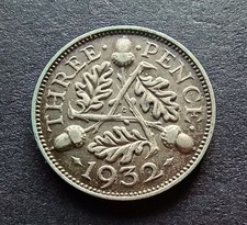 1932 Threepence - King George V - 0.500 Silver - British Coin 