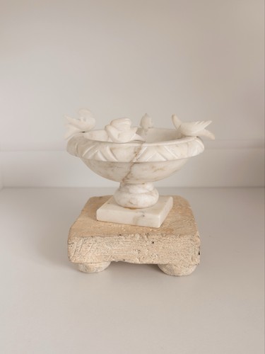 Vintage alabaster bird bath - alabaster,