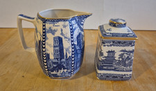 Ringtons Ltd. by Wade Jug With a Lidded Pot Blue/White Vintage