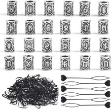 DODUOS 24PCS Hair Beard Beads Braiding Bead Norse Viking Hair Tube Runes Beads, 