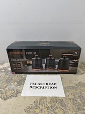 Tower T826131BLK Cavaletto Set of 3 Storage Canisters for Tea/ Coffee/ Sugar