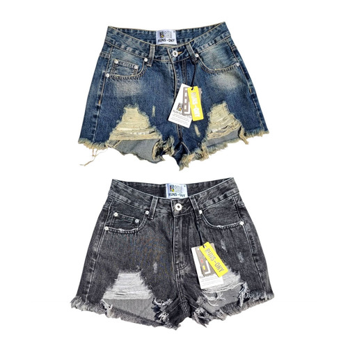 Distressed denim hot pants - distressed,