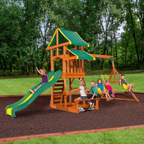 Kids cedar wood swing set - kids,
