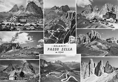 Old postcard passo sella - old,