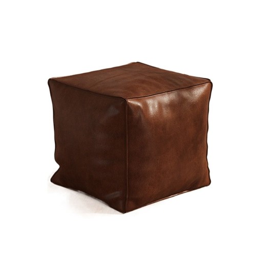 Unstuffed leather footstool - leather,