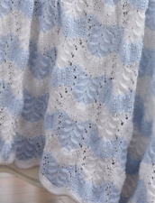 (BB7) LOVELY BABY'S STRIPED FEATHER & FAN PATTERNED BLANKET DK KNITTING PATTERN 