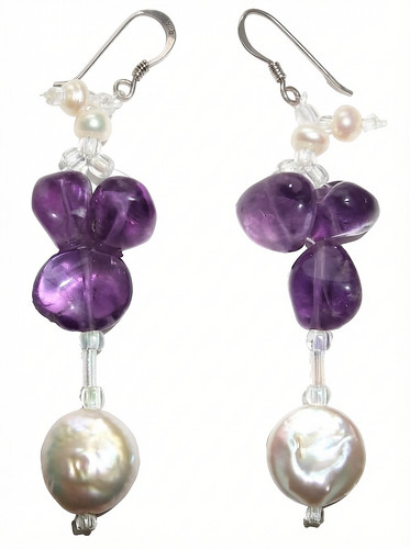 Real coin pearls - ,, purple