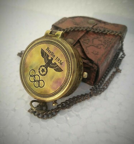 Engraved brass compass - compass, on