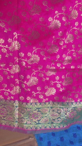 Pink green gold banarsi - pink,