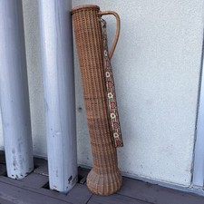 Antique Wicker Stovepipe Hickory Wood Shaft Club Golf Bag W/ Strap & Handle