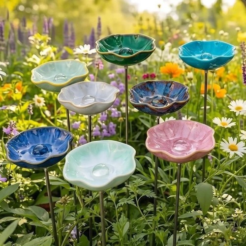 Ceramic bee butterfly water - ceramic,