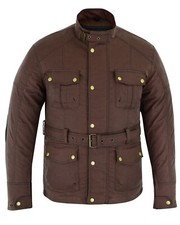 Gallanto Wax Cotton Armoured Motorcycle Biker Long Mens Waterproof Jacket Rugged