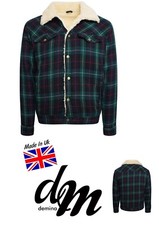 Mens  Western Jacket Sherpa Tartan Wool Jacket Borg Lined Winter Jacket Western