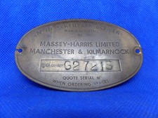 Massey-Harris Ltd Brass Plate No 717 Fertilizer Sower ID Badge Plaque Tractor