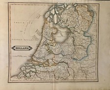 c1840 David Lizars Map - Holland Netherlands MAP CHART hand coloured