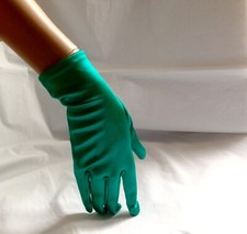 Wrist length Satin Gloves - Emerald Green / Wedding/ Bridal/ Formal Occasions 
