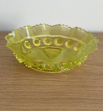 Victorian Vaseline Glass Bowl, Uranium Glass 