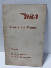 BSA Instruction Manual for D1 Bantam and D7 Bantam Super 1959