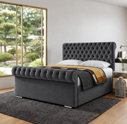 Sleigh bed frame - sleigh, plush