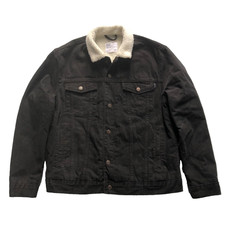 Berksha Denim Jacket Mens XL Black Snap Sherpa Trucker Worker Factory Utility