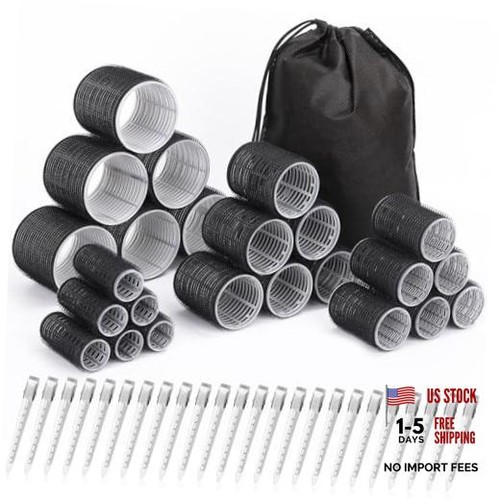 Black hair curlers set - black, 24