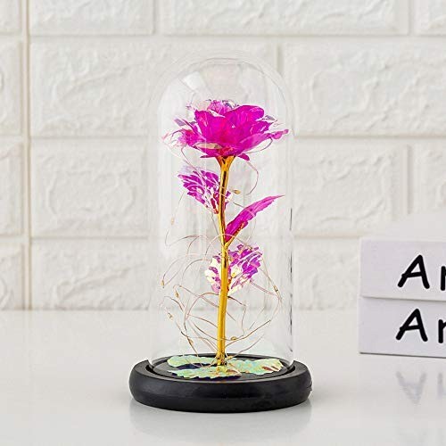 Glass dome led rose - glass,