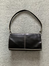 Nine West Vintage Zipped Handbag Women’s Black Cream Trim Shoulder Small Purse