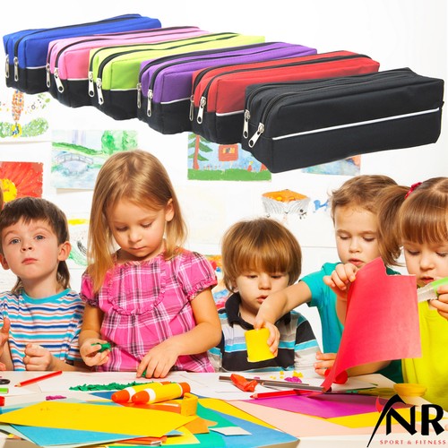 Large double zip fabric pencil - large,