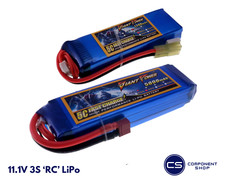 11.1V 350mAh - 5000mAh 3S RC LiPo Battery up to 65C All Sizes + Custom Connector