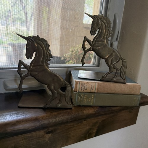 Pair brass unicorn - unicorn, bookends