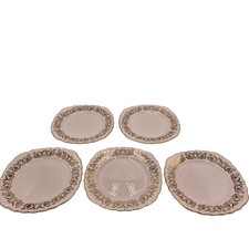 Vintage Colclough Pink & Gold Scalloped Edge Side Plates X 5 40s