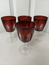 Set of 4 Vintage Ruby Red, Luminarc  Glasses, 15 Cm High X Approx 8 Cm Diameter