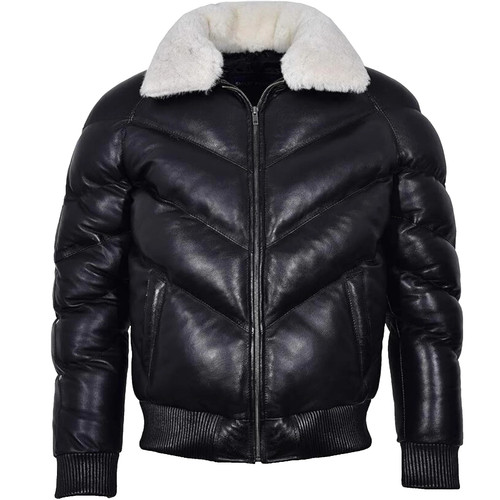 Mens black ace puffer bomber - black,