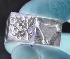 2 Vintage Solid Metal Letterpress Ink Printing Blocks HOLLY SPRIG & OTHER