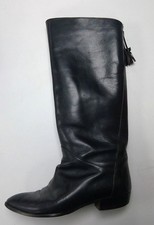 ROLAND CARTIER Black leather knee High boots with tassels UK5 EU38 CG T28