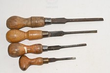 Vintage Collection 4 Beechwood Handled Slotted Screwdrivers