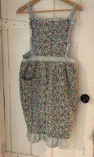 Quarry Bank Mill Vintage Apron Frilly, Bird Design Fabric